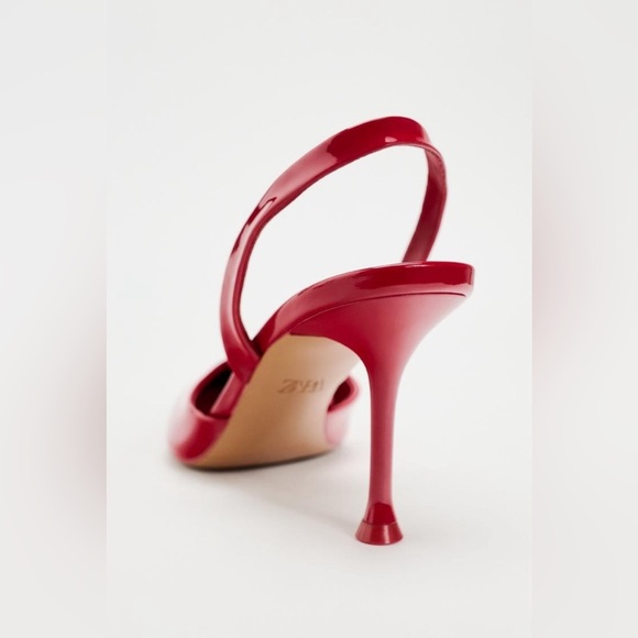 NWOT. Zara Red Shiny High-Heel Shoes. Size 6,5. - Picture 6 of 11